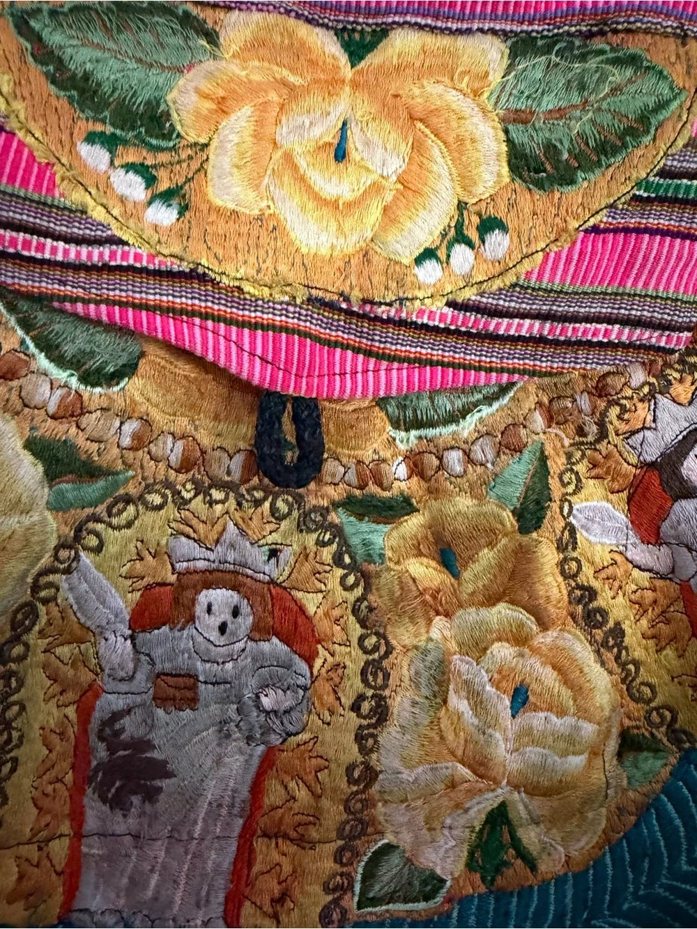 Handcrafted Floral Embroidered Pink Crossbody Bag